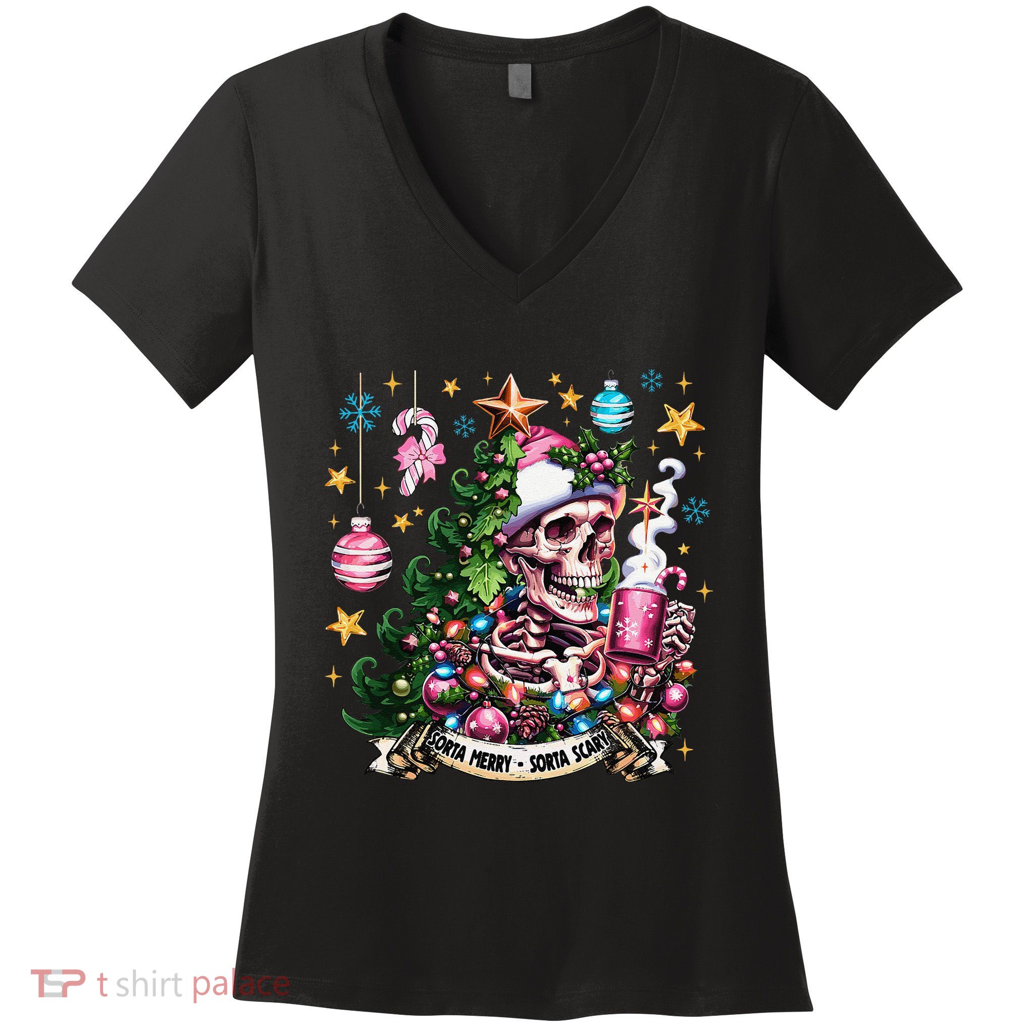 Christmas Snow Plow Clearing The Way For SantaS Snow Truck Women's V-Neck T-Shirt