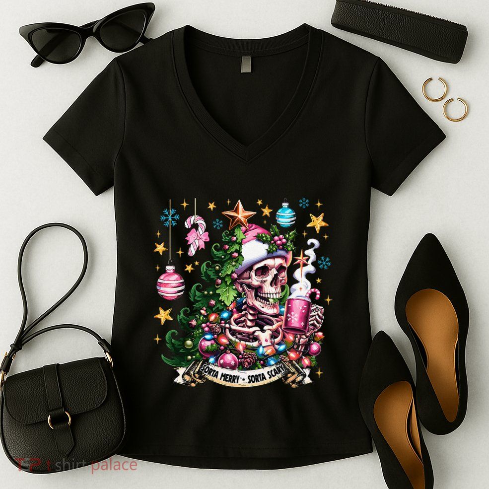 Christmas Snow Plow Clearing The Way For SantaS Snow Truck Women's V-Neck T-Shirt