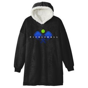 Cool Stylized Pickleball With Paddles And Ball Pickleball Hooded Wearable Blanket