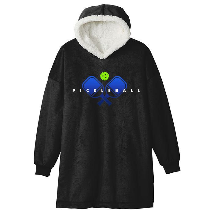 Cool Stylized Pickleball With Paddles And Ball Pickleball Hooded Wearable Blanket