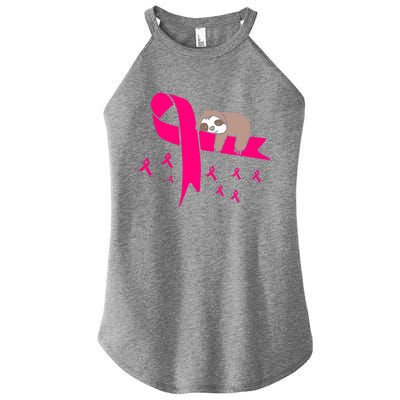 Cute Sloth Pink Ribbon Warrior Breast Cancer Awareness Gift Women’s Perfect Tri Rocker Tank