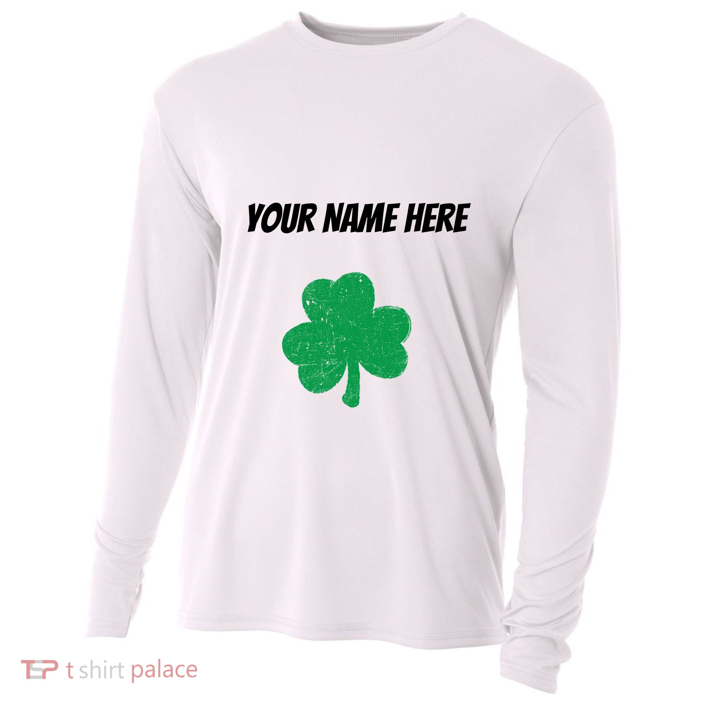 Custom St. Patrick's Day Shirt Personalized St Paddys Day TShirt Cooling Performance Long Sleeve Crew