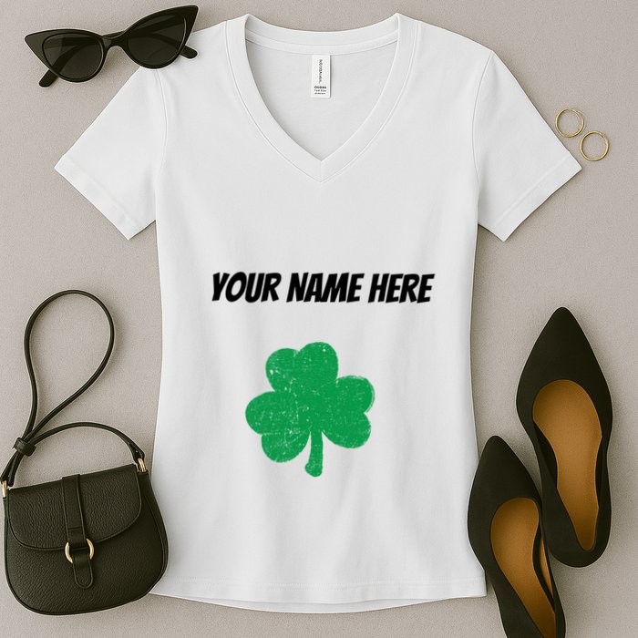 Custom St. Patrick's Day Shirt Personalized St Paddys Day TShirt Women's V-Neck T-Shirt