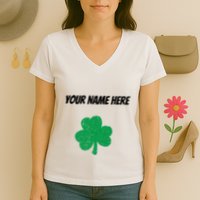 Custom St. Patrick's Day Shirt Personalized St Paddys Day TShirt Women's V-Neck T-Shirt