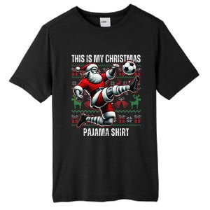 Christmas Soccer Player Sport Lover Santa Hat Xmas Pajamas Tall Fusion ChromaSoft Performance T-Shirt