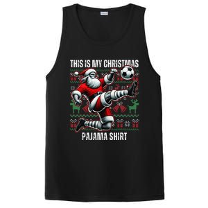 Christmas Soccer Player Sport Lover Santa Hat Xmas Pajamas PosiCharge Competitor Tank