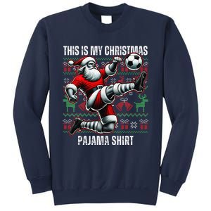 Christmas Soccer Player Sport Lover Santa Hat Xmas Pajamas Sweatshirt