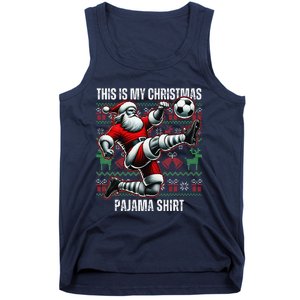 Christmas Soccer Player Sport Lover Santa Hat Xmas Pajamas Tank Top