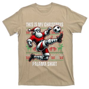 Christmas Soccer Player Sport Lover Santa Hat Xmas Pajamas T-Shirt