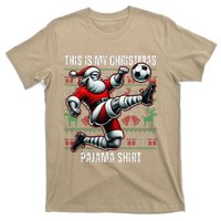 Christmas Soccer Player Sport Lover Santa Hat Xmas Pajamas T-Shirt