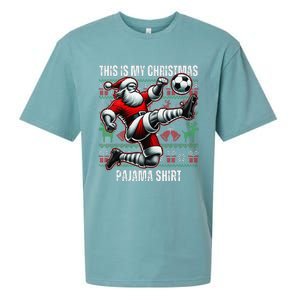 Christmas Soccer Player Sport Lover Santa Hat Xmas Pajamas Sueded Cloud Jersey T-Shirt