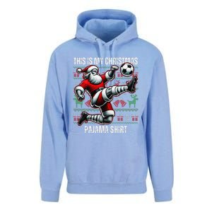 Christmas Soccer Player Sport Lover Santa Hat Xmas Pajamas Unisex Surf Hoodie