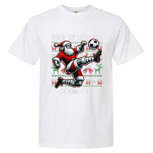 Christmas Soccer Player Sport Lover Santa Hat Xmas Pajamas Garment-Dyed Heavyweight T-Shirt