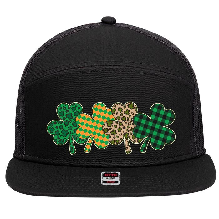Cute St Patrick's Day Patterns Shamrock Clovers 7 Panel Mesh Trucker Snapback Hat