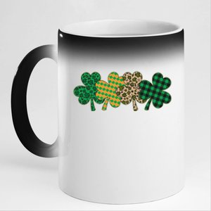 Cute St Patrick's Day Patterns Shamrock Clovers 11oz Black Color Changing Mug