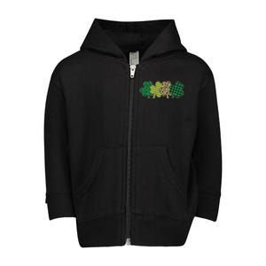 Cute St Patrick's Day Patterns Shamrock Clovers Toddler Zip Fleece Hoodie