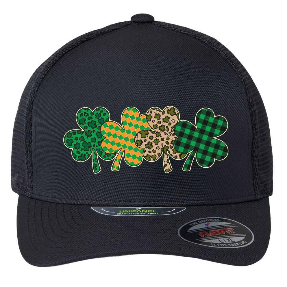 Cute St Patrick's Day Patterns Shamrock Clovers Flexfit Unipanel Trucker Cap