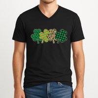 Cute St Patrick's Day Patterns Shamrock Clovers V-Neck T-Shirt