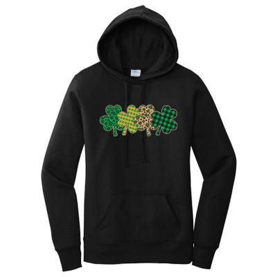 Cute St Patrick's Day Patterns Shamrock Clovers Women's Pullover Hoodie
