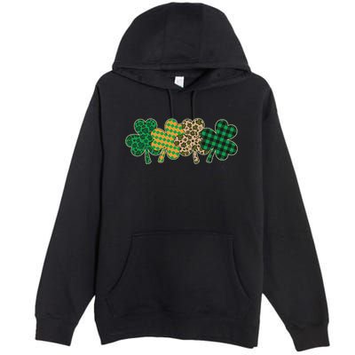 Cute St Patrick's Day Patterns Shamrock Clovers Premium Pullover Hoodie