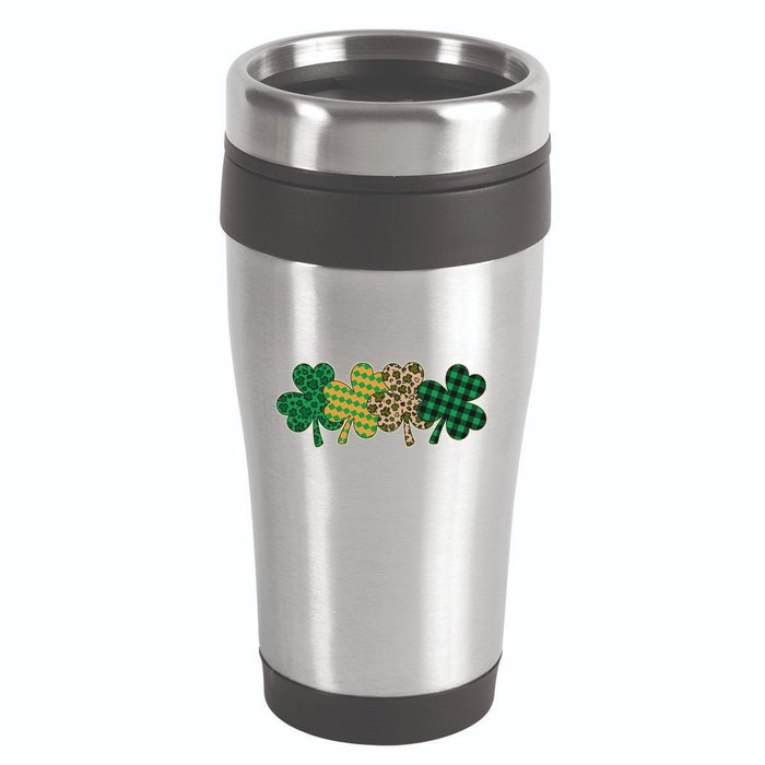 Cute St Patrick's Day Patterns Shamrock Clovers 16oz Travel Tumbler