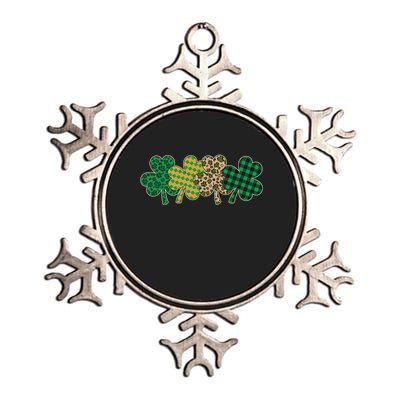 Cute St Patrick's Day Patterns Shamrock Clovers Metallic Star Ornament