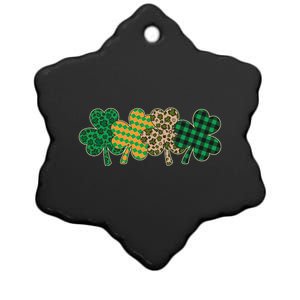 Cute St Patrick's Day Patterns Shamrock Clovers Ceramic Star Ornament