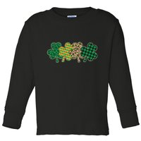 Cute St Patrick's Day Patterns Shamrock Clovers Toddler Long Sleeve Shirt