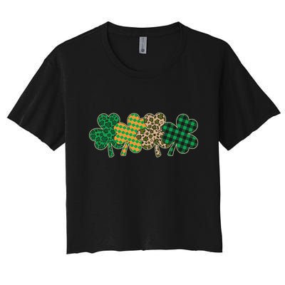 Cute St Patrick's Day Patterns Shamrock Clovers Crop Top