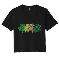 Cute St Patrick's Day Patterns Shamrock Clovers Crop Top