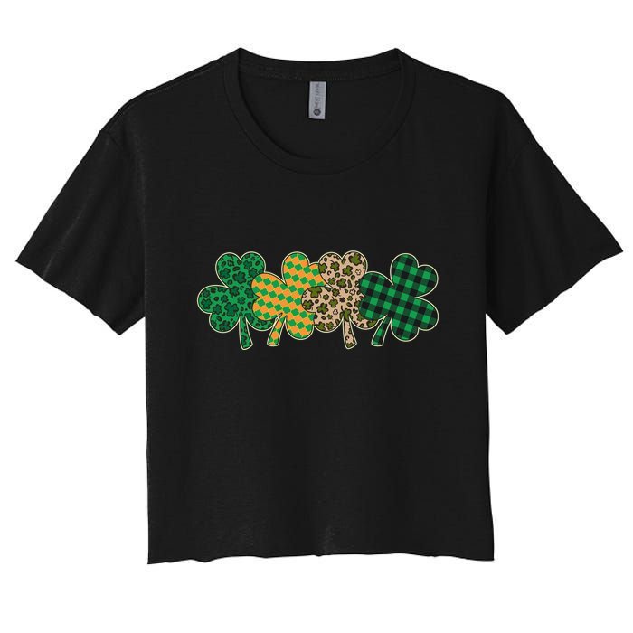 Cute St Patrick's Day Patterns Shamrock Clovers Crop Top