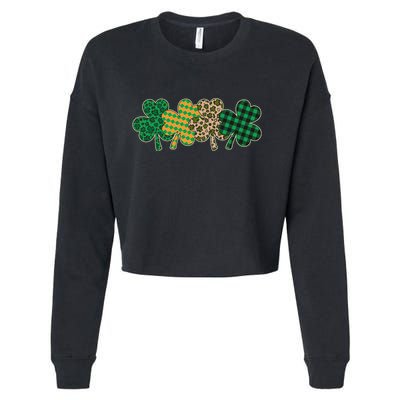 Cute St Patrick's Day Patterns Shamrock Clovers Cropped Pullover Crew