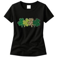 Cute St Patrick's Day Patterns Shamrock Clovers Womens T-Shirt