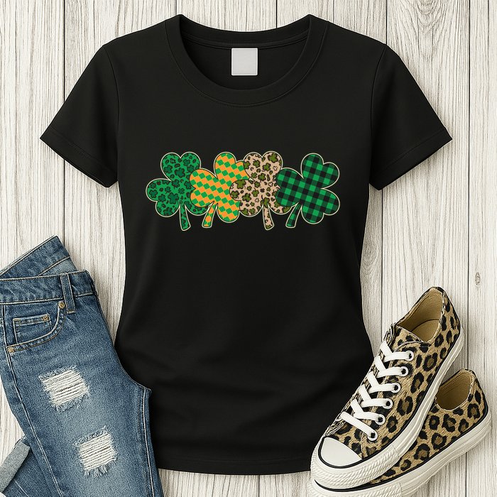 Cute St Patrick's Day Patterns Shamrock Clovers Womens T-Shirt