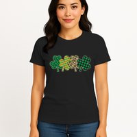 Cute St Patrick's Day Patterns Shamrock Clovers Womens T-Shirt