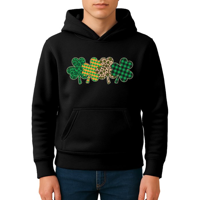 Cute St Patrick's Day Patterns Shamrock Clovers Kids Hoodie