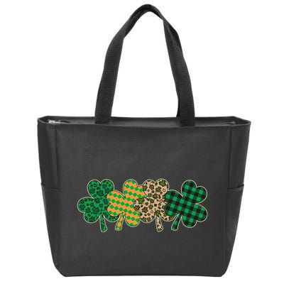 Cute St Patrick's Day Patterns Shamrock Clovers Zip Tote Bag