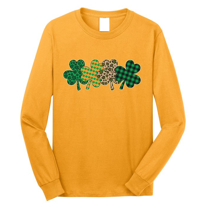 Cute St Patrick's Day Patterns Shamrock Clovers Long Sleeve Shirt