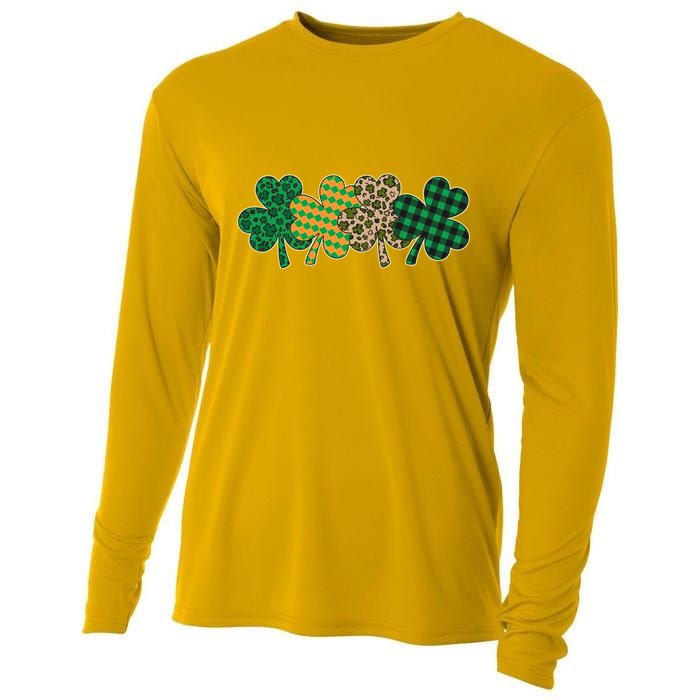 Cute St Patrick's Day Patterns Shamrock Clovers Cooling Performance Long Sleeve Crew