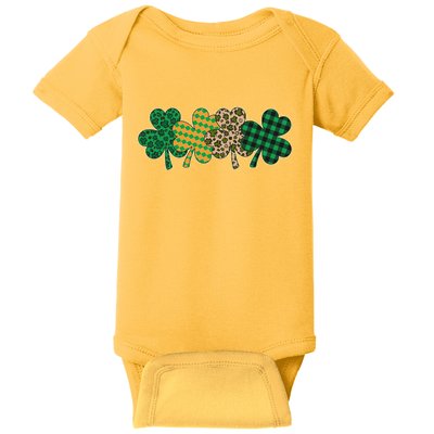 Cute St Patrick's Day Patterns Shamrock Clovers Baby Bodysuit