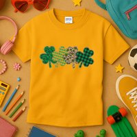 Cute St Patrick's Day Patterns Shamrock Clovers Kids T-Shirt