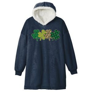 Cute St Patrick's Day Patterns Shamrock Clovers Hooded Wearable Blanket