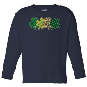 Cute St Patrick's Day Patterns Shamrock Clovers Toddler Long Sleeve Shirt