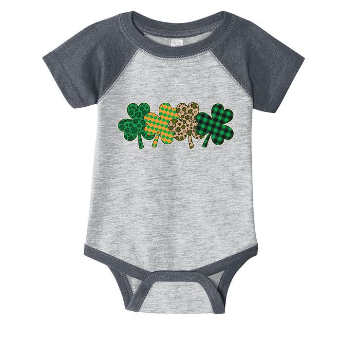 Cute St Patrick's Day Patterns Shamrock Clovers Infant Baby Jersey Bodysuit