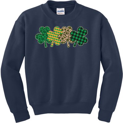 Cute St Patrick's Day Patterns Shamrock Clovers Kids Sweatshirt