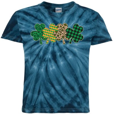 Cute St Patrick's Day Patterns Shamrock Clovers Kids Tie-Dye T-Shirt