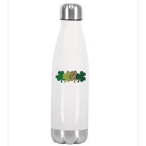 Cute St Patrick's Day Patterns Shamrock Clovers Stainless Steel Insulated Water Bottle