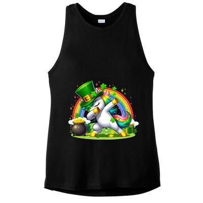 Cute St Patricks Day Dabbing Leprechaun Pony Ladies PosiCharge Tri-Blend Wicking Tank