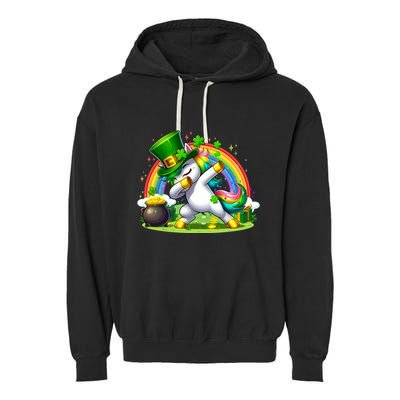 Cute St Patricks Day Dabbing Leprechaun Pony Garment-Dyed Fleece Hoodie
