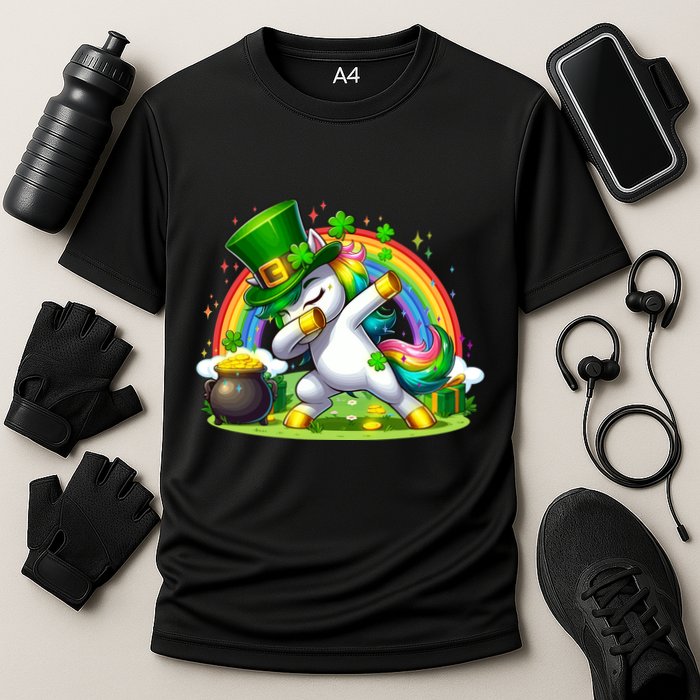 Cute St Patricks Day Dabbing Leprechaun Pony Performance Shirt